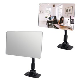 2 Set Stick-On Security Mirror for Personal Safety and Rear View Monitoring, Adjustable Flexible Rod Rear View Mirror for Open Office Environment Monitor, Cubicle, 3.5 x 6.3 Inch