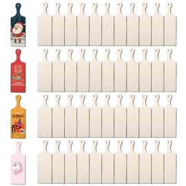 48 Pieces Mini Wooden Cutting Board Set, 3.54 x 9.45 Inch Small Charcuterie Boards Bulk with Handle - Natural Unfinished Wooden Serving Platters for Kitchen Decor, Crafts & DIY Projects