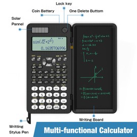 Scientific Calculator for Students, 82MS Foldable Science Calculator with Notepad Solar Energy Science Calculators for Middle and High School Supplies (82MS Black)