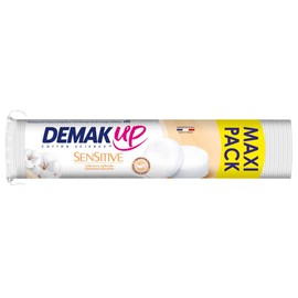 Demak'Up Sensitive Cotton Pads for Face and Eyes 100% Natural Cotton Fibres Pack of 93