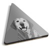 1 x Triangle Coaster - BW - Yellow Labrador Cartoon Dog Cork Backed MDF Glossy Tea Coffee Accessory #35549