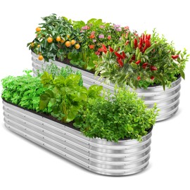 Utopia Home 2 Pack Galvanized Raised Garden Bed, 6ft x 2ft Lightweight Planter Boxes Outdoor with Easy Assembly, Large Garden Bed for Vegetables, Fruits, Flower - Silver