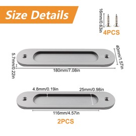 MOROBOR Sliding Door Handle, Sliding Door Handle, Sliding Fittings, Sliding Fittings, Sliding Fittings, Aluminium Alloy Matt, with Screws for Barn Door, Pack of 2