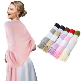 ramede 50 Pack Pashmina Shawls and Wraps Bulk Wedding Favors Bridal Shawls Gifts for Guests with Thank You Cards (Multicolor)