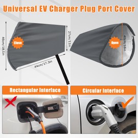 EV Charger Port Cover, Coldairsoap Magnetic Adsorption Electric Car Charging Port Cover, Snow Sun Protection Waterproof Rainproof External Charger Fit for Electric Vehicles (Grey)