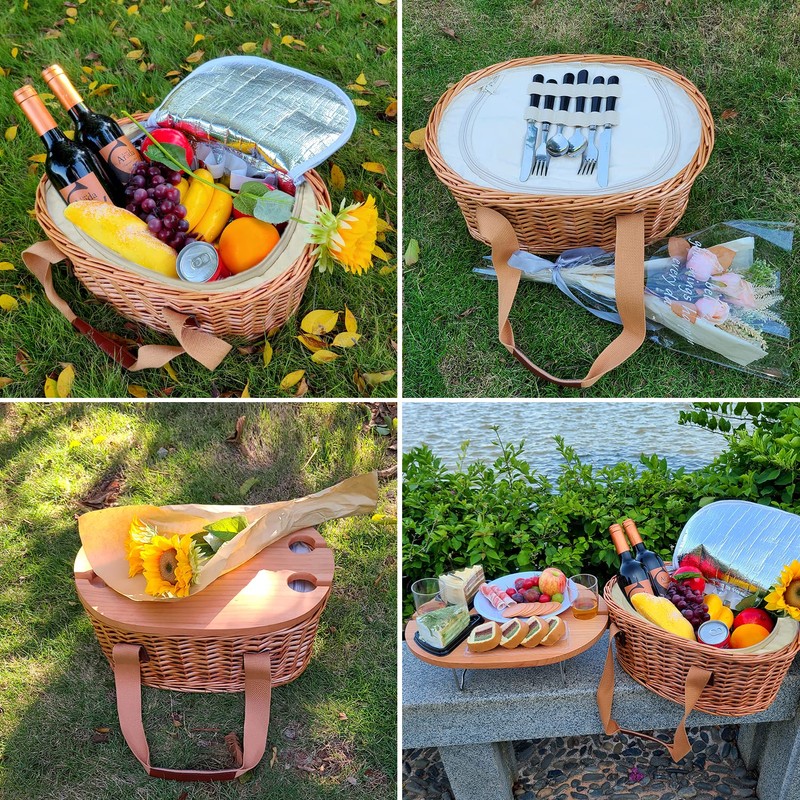 Hap Tim Wicker Picnic Basket Set for 4 with Mini