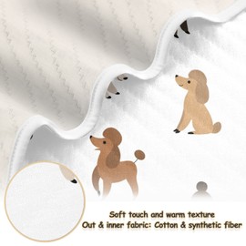 Swaddle Blanket Cartoon Happy Poodle Cotton Blanket for Infants, Receiving Blanket, Lightweight Soft Swaddling Blanket for Crib, Stroller, Nursery Blankets, 30x40 in