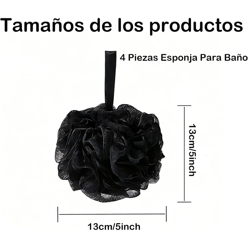Esponjas de Baño Negras Set de 4 - Lufa Exfoliante