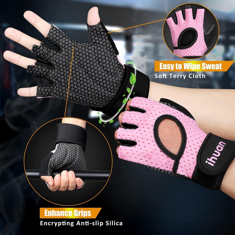 ihuan Breathable Weight Lifting Gloves: Fingerless Workout Gym | Wrist