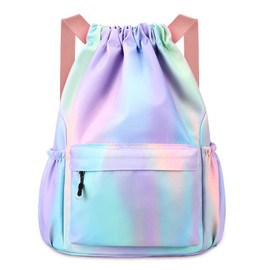 flintronic Drawstring Backpack, Waterproof Sports Backpack, Large Sports Gym Bag With Shoe Compartment and Water Bottle Mesh Pockets, for Sports School Beach Holidays Swimming Travel