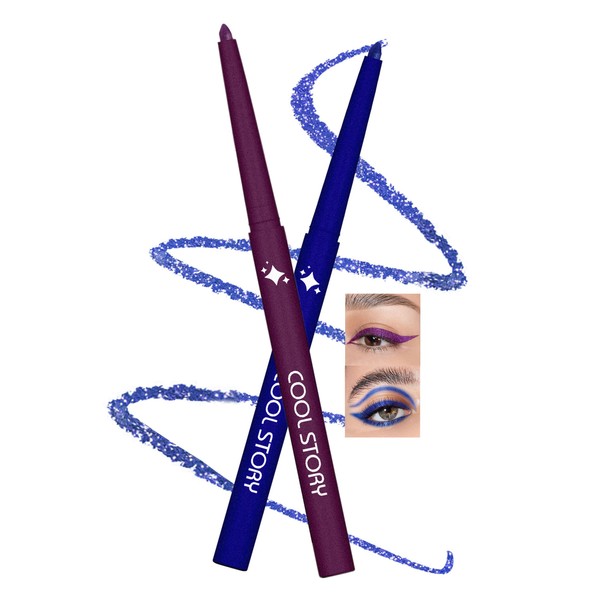 Jutqut 2Pcs Glitter Metallic Gel Eyeliner, Long-lasting Waterproof Shimmer Eye