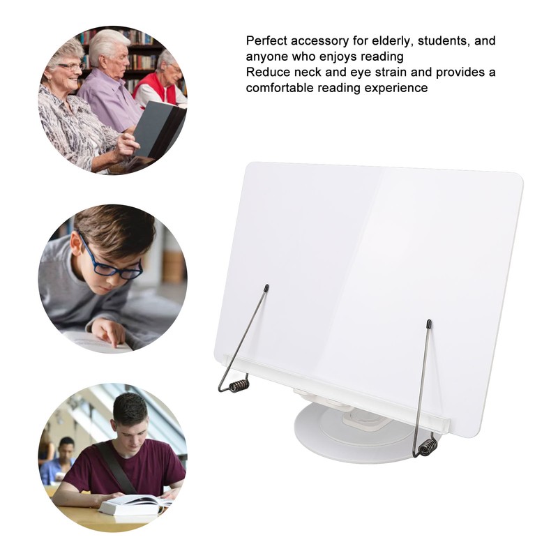 Book Reading Stand Foldable 360 Degree Rotating Book Stand Acrylic