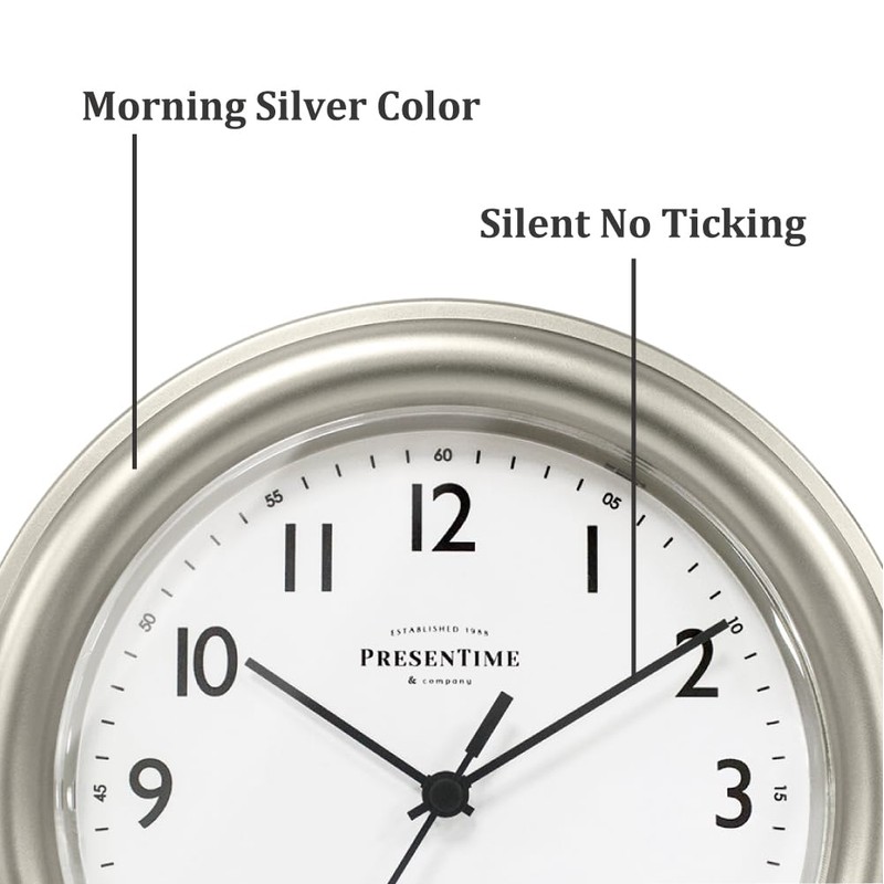 Presentime & Co. 8.5" Modern Farmhouse Essential Wall Clock, Silent
