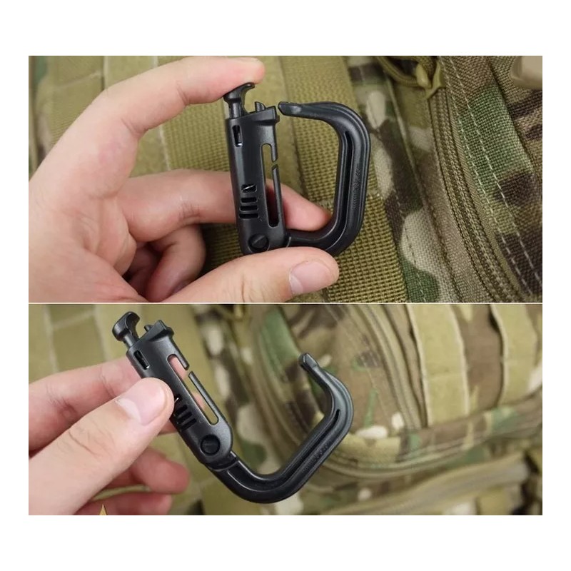 Estuchelandia 2 Pzas Mosquetón Molle Grillete Clip Edc Táctico Llavero