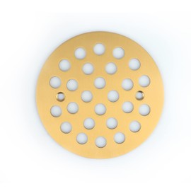 Poyde 4-1/4 Inch Screw-in Round Floor Drain Cover Replacement Shower Drainer Grates (Brushed Golden)