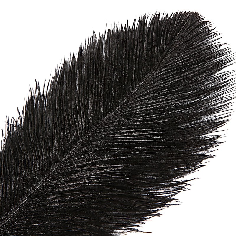 THARAHT Black Ostrich Feathers 12pcs Large Natural Bulk 16-18Inch 40cm-45cm