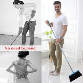 OLLSDIRE Broom and Dustpan Set for Home 2025 Indoor Outdoor Broom with Dustpan Combo Set Upright Dust Pans with Long Handle Angle Broom for Kids Garden Pet Hair Lobby Wood Floor Kitchen