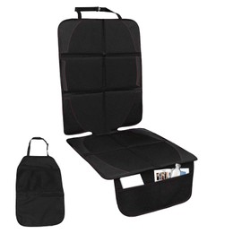 Car Seat Protector, Waterproof Non-Slip Vehicle Protective Cover with Anti-Kick Pad, Car Seat Protective Cushion Mesh Pocket Leather Fabric Vehicle Seat Protective Cover for SUVs, Cars, Luggage