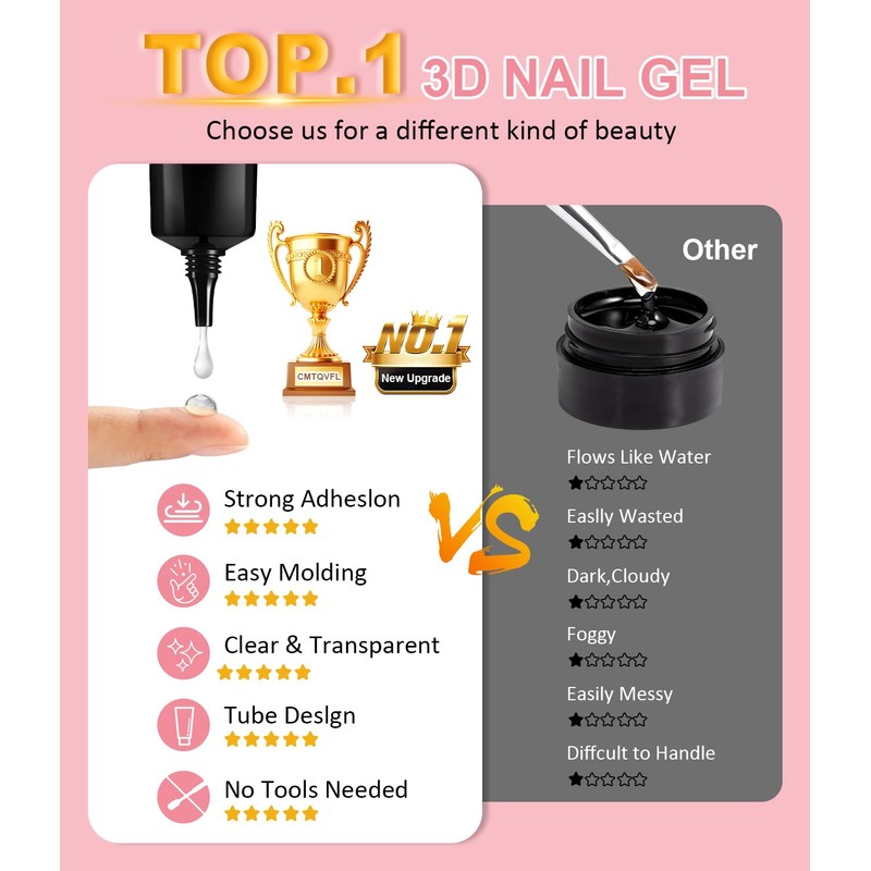 4 in 1 Upgrade 3D Gel Nail Gold Chrome Nail