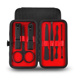 SHULLIN 7 Piece Nail Clippers, Multi-functional Stainless Steel Nail Care Set, Perfect for Manicure, Portable, Includes Exclusive Storage Case, Unisex (Black)