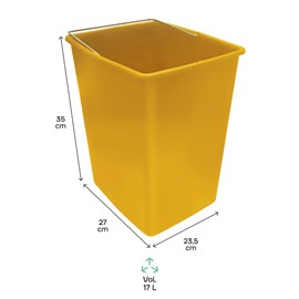 ARREGUI CBZ00409-2 Replacement Bucket for Waste Separation Systems, 17 L, Replacement Inner Bucket Made of Plastic with Metal Handle, Compatible Basic, Top, Round, Ecoclas and Ecoclas Plus Rubbish Bin