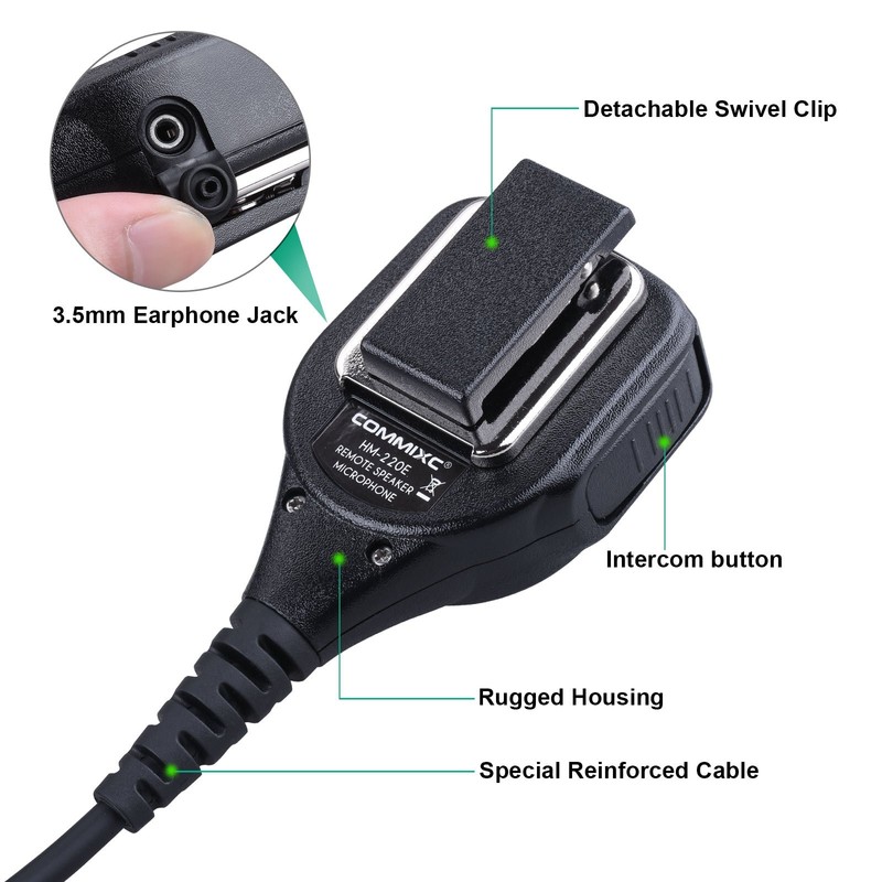 COMMIXC Shoulder Mic, Waterproof IP55 Handheld Speaker Mic with External