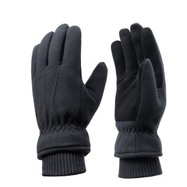 Acdyion Men's Winter Warm Gloves Thinsulate Fleece Genuine Leather Palm Cold Weather Outdoor Skiing Shovel Snow Bicycle Gloves, Upgrade Breathable Material
