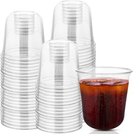 Mkhaslri 50 Pcs Disposable Stemless Glasses Crystal Plastic Wine Glasses Clear Classic PET Drinking Cup for Meeting Weddings Birthday Cocktail Christmas Party Supplies (Clear, 12oz)