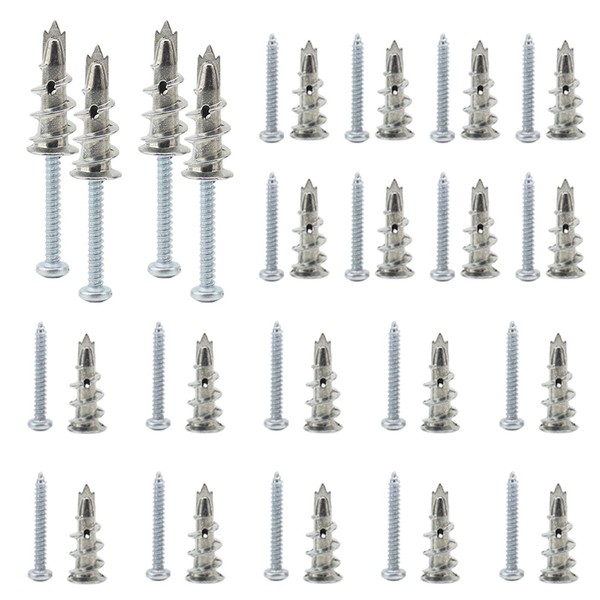 20 Pack Plasterboard Fixings with Screws Metal Self-Drill Plasterboard Wall