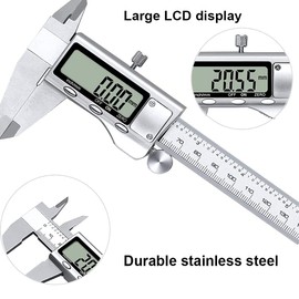 Digital Caliper,6 Inch Stainless Steel Vernier Caliper with LCD Screen and IP54 Waterproof Protection,Electronic Vernier Caliper Measuring Tool-Inch/Millimeter Conversion