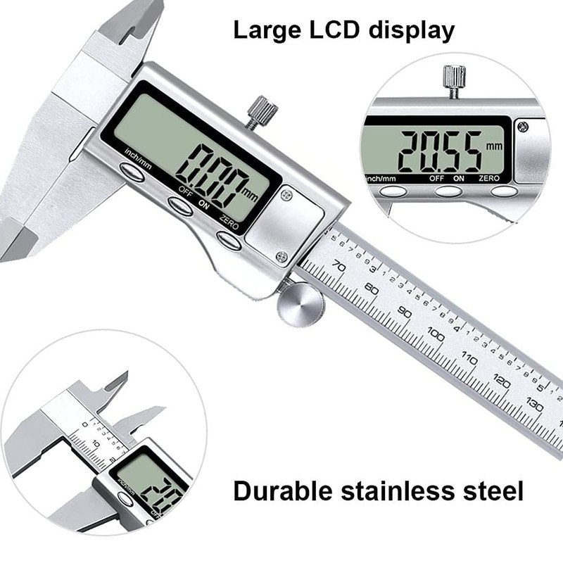 Digital Caliper,6 Inch Stainless Steel Vernier Caliper with LCD Screen
