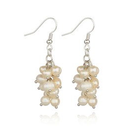 Idin Jewellery - White Cluster Freshwater Pearls Cascade Drop Earrings