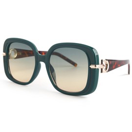 Bsreyeop Fashion Oversized Square Women and Men Sunglasses Vintage Hollow Luxury Sun Glasses UV400 Gradient Shades(Green M2)