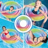 Viilich Inflatable Swimming Hoop, Rainbow Sequins Swimming Ring, Durable Inflatable