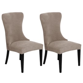 Wingback Side Chair Cover Dining Chair Slipcover 2/4/6 Pack Polyester, Stretch Sloping Armchair Accent Chair Protector Seat Covers for Dining Room Banquet Home Party Decor(Khaki,Set of 2)
