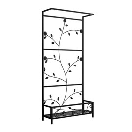 Zurssar Metal Planter Stand with Trellis - Raised Planter Box Hanging Planters Outdoor Elevated Garden Bed for Vegetables Flower Herb