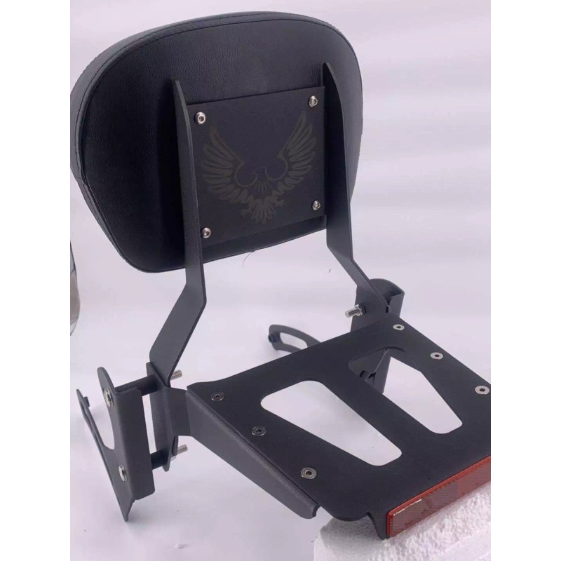 JMei BLACK Sissy Bar Backrest with Luggage Rack For Kawasaki