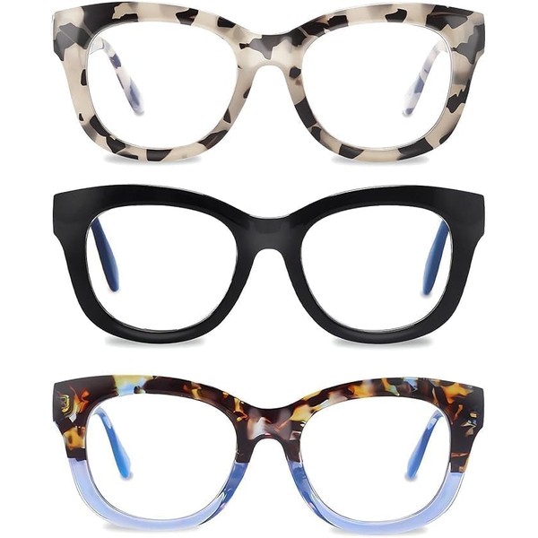 LADEESSE Readers for Women Oprah Style 3 Pack Square Oversized