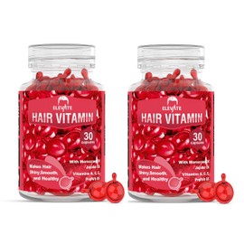 Elevate Hair Serum Capsules Keratin Treatment with Moroccan Oil, Argan Oil, Vitamin Pro B5 - Treatment Oils for Frizzy & Damaged Hair - Color Safe & Heat Protectant - 60 Hair Oil Conditioner Capsules