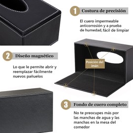COREMOON Caja de pañuelos,Caja Pañuelos Cuadrada Cuero,Caja Pañuelos para Servilletas con Imán,Caja Almacenamiento Pañuelos Multifuncional para Tocador,Oficina,Casa,Hotel (Patrón de Piel de Oveja)