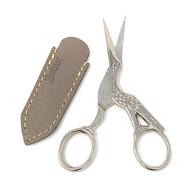 Henbor Eye Brow Shaping Scissors - Premium Nickel Plated Special Carbon Steel Professional Grooming Eye Brow Hair Care Tool With Protective SHPITSER Genuine Leather Sleeve | Handcrafted in Italy
