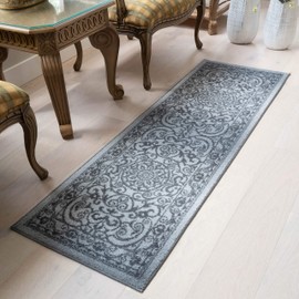 Maples Rugs Pelham Vintage Runner Rug Non Slip Hallway Entry Carpet [Made in USA], 2 x 6, Grey Tonal