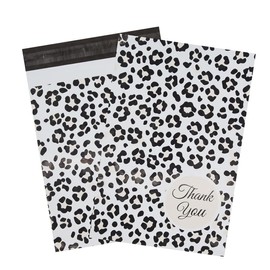 50x Designer Poly Mailer Bag Mailing Postal Bags Gifts Shipping Wrapping Design Pattern Envelope for Mail(Leopard Thank You)
