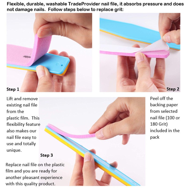 TradeProvider® Nail File 100 Grit Beta Refill Pack, (10 Pieces)