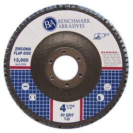 Benchmark Abrasives 4.5" x 7/8" Premium Zirconia Type 29 Flap Discs 4 1/2 for Angle Grinder, Sanding Discs, Finishing - Grinding Wheels 4 1/2 inch - (10 Pack) 60 Grit