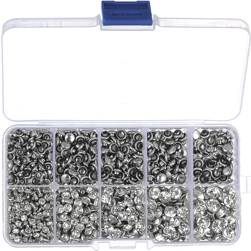 500 Sets Cz White Clear Crystal Rivets Rapid Rhinestone Silver