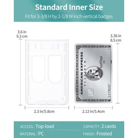 Uniclife 5 Pack Vertical 2-Card Badge Holder Hard Frosted Plastic Case with Thumb Slots Card Protector Pouch with UV Protection for Offices Schools IDs Credit Cards Driver’s Licenses and Passes