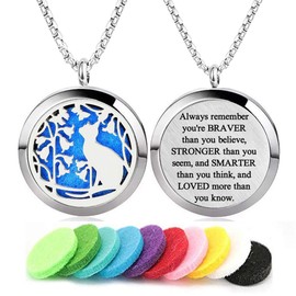 Collar difusor de aceite esencial de aromaterapia, diseño de árbol de la vida, colgante de medallón de acero inoxidable, Conejo de 30 mm.