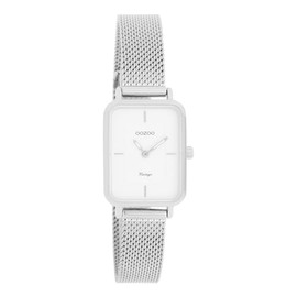 Oozoo Vintage Women's Watch | Women's Watch with Mesh Strap | Modern Watch for Women | Elegant Analogue Women's Watch in Rectangular C20350_C20354_Parent (24 x 28 mm Case), Silver/white, Bracelet