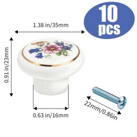 Brosay 6 Pcs Ceramic Cabinet Knobs Vintage Round Door Knobs Drawer Dresser Knob Pulls Handle with Screw for Kitchen Cupboards Bathroom Office Drawers Wardrobes (Flower)